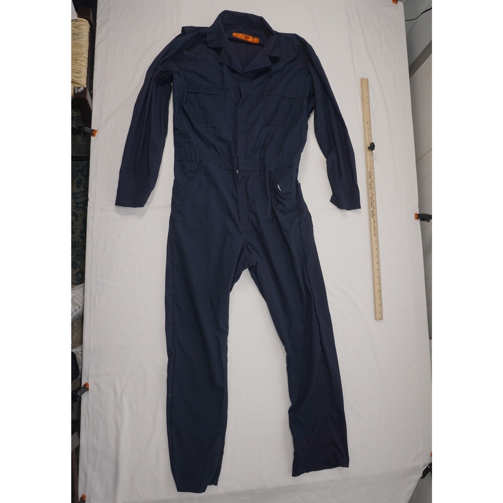 Red Kap Large Regular Navy Blue Cotton Blend Long Sleeve Coveralls